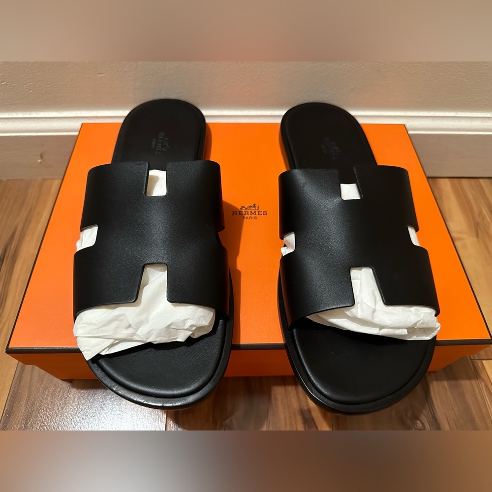 Hermes Men Slides - Preowned - Black - very good condition